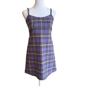 Brandy Melville Purple Plaid Mini Dress Size Small